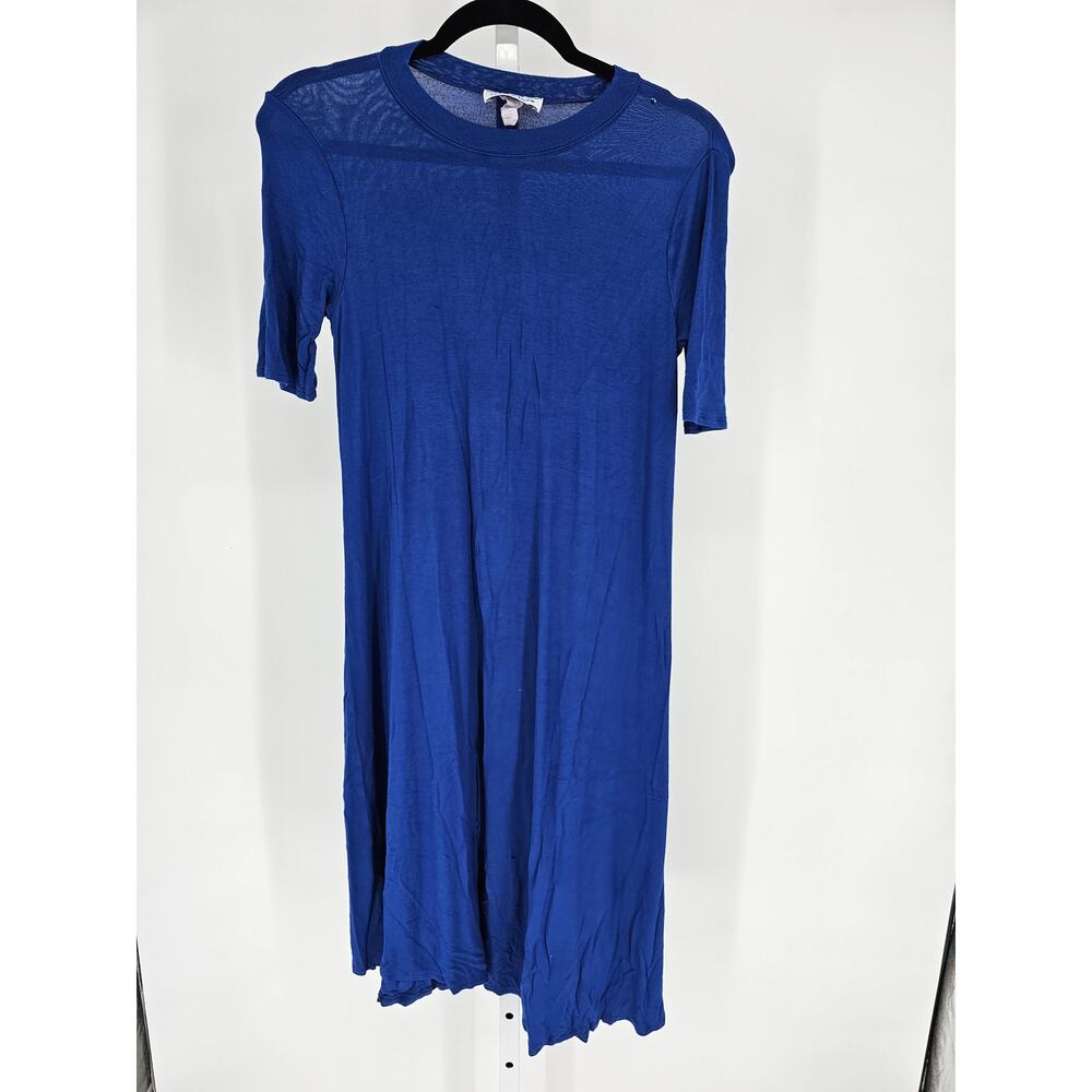 Iconic Luxe Women's Blue Half Sleeve Crew Neck Casual Pullover Drees Size Small
